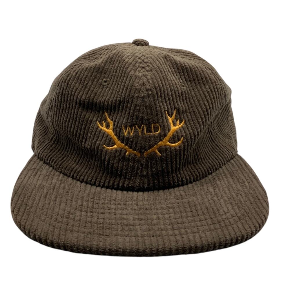 WYLD Corduroy Strapback Hat Brown Antler Logo Adjustable Cotton Dad Cap